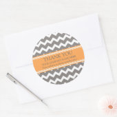 Bedrijf Dank u Bedrijf Sinaasappel Grey Chevron Ronde Sticker (Envelop)
