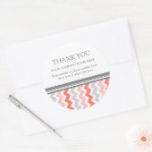 Bedrijf Dank u Bedrijfsnaam Coral Chevron Ronde Sticker (Envelop)
