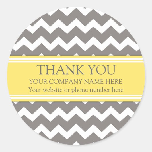 Bedrijf Dank u Bedrijfsnaam Grey Chevron Ronde Sticker (Voorkant)