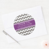 Bedrijf Dank u Bedrijfsnaam Plum Grey Chevron Ronde Sticker (Envelop)