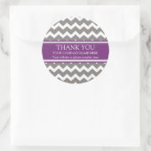 Bedrijf Dank u Bedrijfsnaam Plum Grey Chevron Ronde Sticker (Tas)