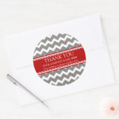Bedrijf Dank u Bedrijfsnaam Rood Grijs Chevron Ronde Sticker (Envelop)