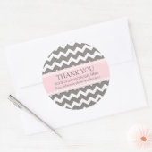 Bedrijf Dank u Bedrijfsnaam Roze Grijs Chevron Ronde Sticker (Envelop)