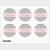 Bedrijf Dank u Bedrijfsnaam Roze Grijs Chevron Ronde Sticker (Vel)