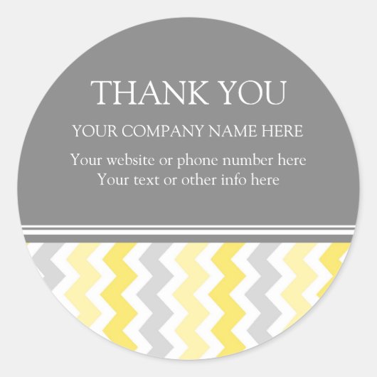 Bedrijf Dank u Bedrijfsnaam Yellow Chevron Ronde Sticker (Voorkant)