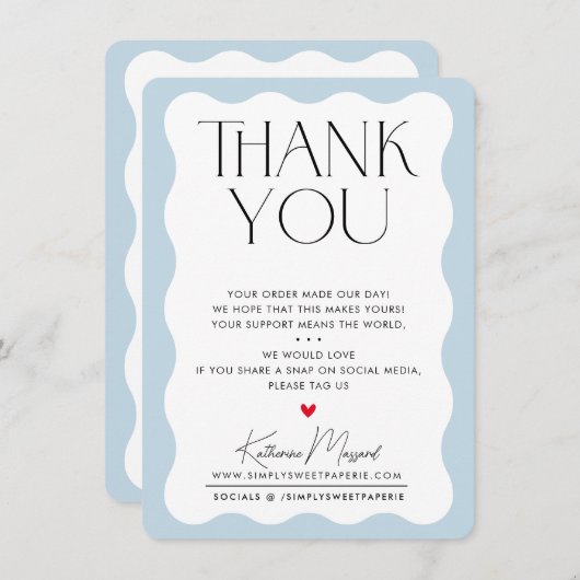 BEDRIJF DANK U DANKZIJ DE trendy elegant serif ble Bedankkaart (Voorkant / Achterkant)