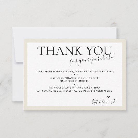 BEDRIJF DANK U DE moderne chic iory crème Bedankkaart (Voorkant)