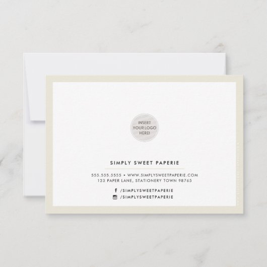 BEDRIJF DANK U DE moderne chic iory crème Bedankkaart (Achterkant)