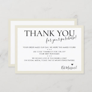 BEDRIJF DANK U DE moderne chic iory crème Bedankkaart