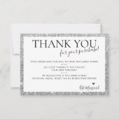 BEDRIJF DANK U DE moderne kookachtige zilverglitte Bedankkaart (Voorkant)