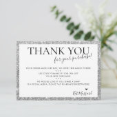 BEDRIJF DANK U DE moderne kookachtige zilverglitte Bedankkaart (Staand voorkant)