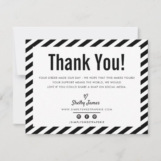 BEDRIJF DANK U DE moderne, minimale zwarte witte L Bedankkaart (Voorkant)