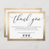 BEDRIJF DANK U elegant zwart goud LOGO Bedankkaart (Voorkant / Achterkant)