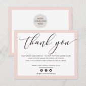 BEDRIJF DANK U elegant zwart-wit roze LOGO Bedankkaart (Voorkant / Achterkant)