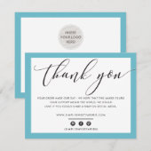 BEDRIJF DANK U elegant zwarte turquoise LOGO Bedankkaart (Voorkant / Achterkant)
