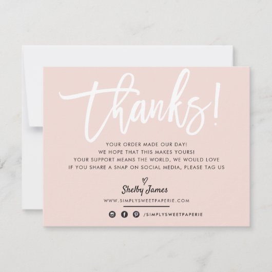 BEDRIJF DANK U HET witte manuscript knippert roze Bedankkaart (Voorkant)