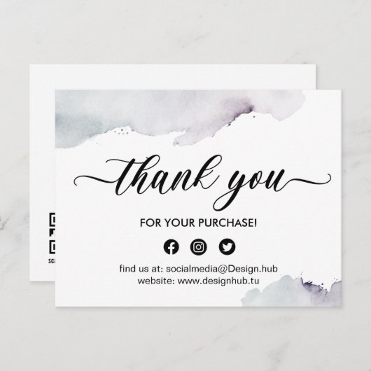 Bedrijf Dank u kaart, waterverf Dank u Briefkaart (Voorkant / Achterkant)