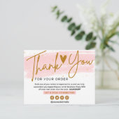 BEDRIJF DANK U roze en gouden script Briefkaart (Staand voorkant)