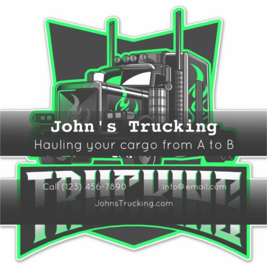 Bedrijf dat reclame maakt voor transportbedrijf sticker (Voorkant)