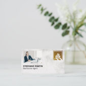 Bedrijf die werkt | Logo onroerend goed Visitekaartje (Staand voorkant)