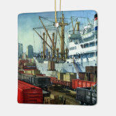 bedrijf, dockvrachttransport keramisch ornament (Links)