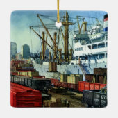 bedrijf, dockvrachttransport keramisch ornament (Achterkant)