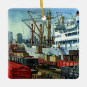 bedrijf, dockvrachttransport keramisch ornament (Voorkant)