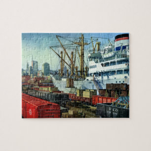 bedrijf, dockvrachttransport legpuzzel