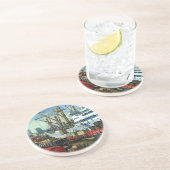  bedrijf, dockvrachttransport zandsteen onderzetter (Zijkant)