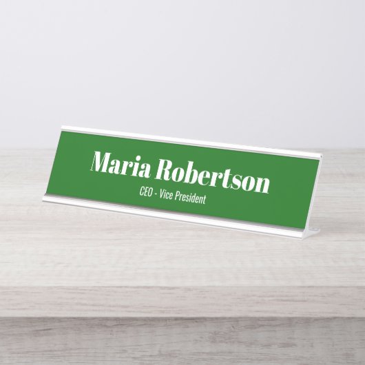 Bedrijf Eenvoudig Minimalistisch Groen Bureau Naambordje (Voorkant)