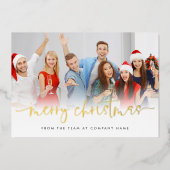 Bedrijf Festive Photo QR Code Merry Kerstry Folie Feestdagenkaart (Voorkant)