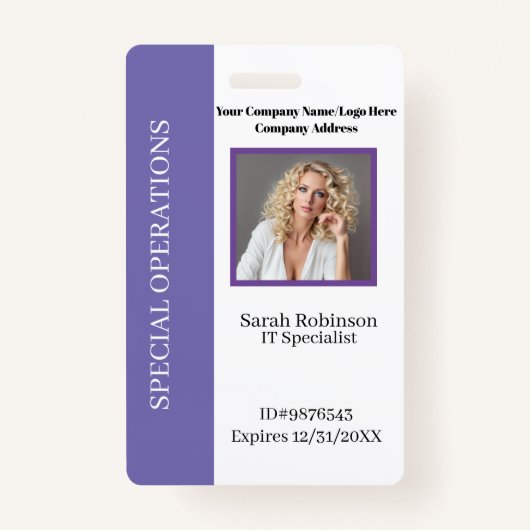 Bedrijf Foto ID badge met Barcode (Voorkant)