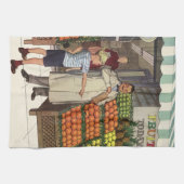  bedrijf, fruitstandaard met kruidenierswaren theedoek (Horizontaal)