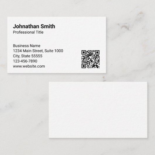 Bedrijf Gewoon Wit Generisch Ontwerp QR Code Visitekaartje (Voorkant / Achterkant)