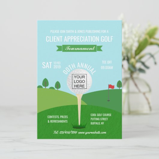 Bedrijf Golf Tournament Invitation Kaart (Staand voorkant)