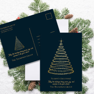 Bedrijf Gouden Kerstboom Zakelijke Groet Feestdagenkaart