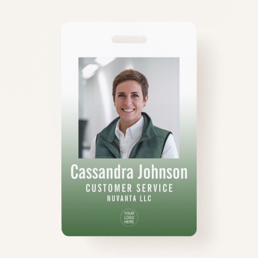 Bedrijf Groene Gradiënt Medewerker Foto Badge (Voorkant)
