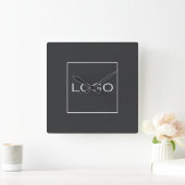 Bedrijf Grote Logo Thunder Charcoal Vierkante Klok (Huis)
