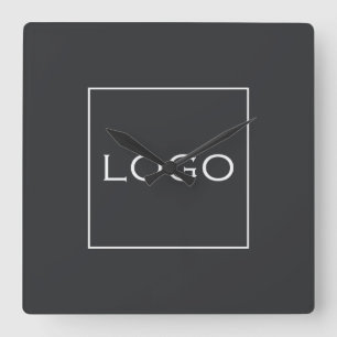 Bedrijf Grote Logo Thunder Charcoal Vierkante Klok