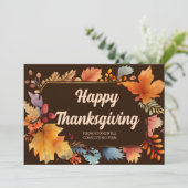 Bedrijf Happy Thanksgiving  Leaves Brown Feestdagenkaart (Staand voorkant)
