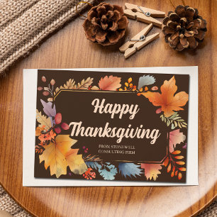 Bedrijf Happy Thanksgiving Leaves Brown Feestdagenkaart