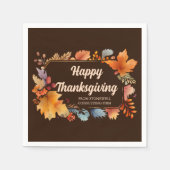 Bedrijf Happy Thanksgiving Leaves Brown Party Servet (Voorkant)