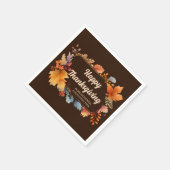 Bedrijf Happy Thanksgiving Leaves Brown Party Servet (Hoek)