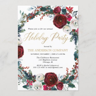 Bedrijf Holiday party burgundy gold elegant Kaart