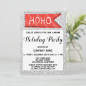 Bedrijf Holiday Party Red & Gray Silver Glitter Kaart (Staand voorkant)