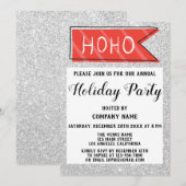 Bedrijf Holiday Party Red & Gray Silver Glitter Kaart (Voorkant / Achterkant)