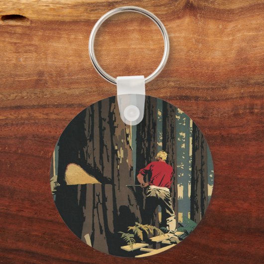 bedrijf, houtindustrie Redwood Forest Sleutelhanger (Achterkant)