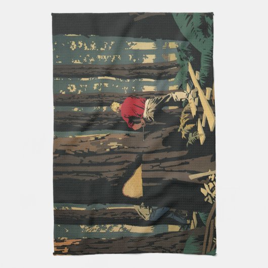  bedrijf, houtindustrie Redwood Forest Theedoek (Verticaal)