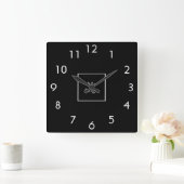 Bedrijf in zwart-wit logo vierkante klok (Huis)