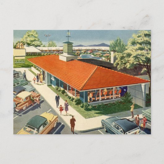  bedrijf, jaren 50 Familie Restaurant Diner Briefkaart (Voorkant)